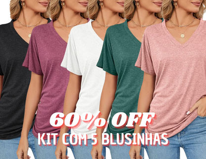 (KIT COM 5) Blusinha em Tecido Modal [PROMOÇÃO DE VERÃO]