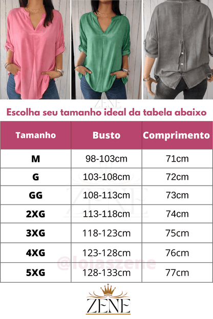 Blusa Casual Respirável Gola V Top [PAGUE 2 E LEVE 4]