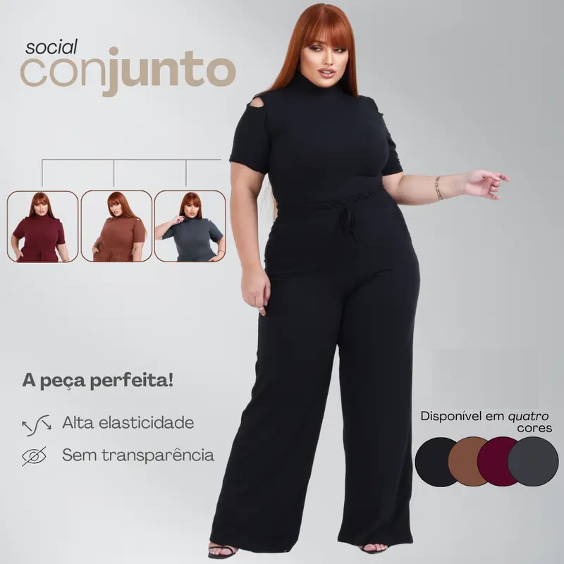 Conjunto Diva Plus Size | Blusa + Calça | PROMOÇÃO OUTONO INVERNO
