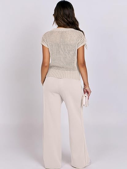 Conjunto (Blusa + Calça) Crochê Furadinho [PAGUE 1 LEVE 2]